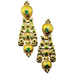 Colombian Emerald and Gold Earrings