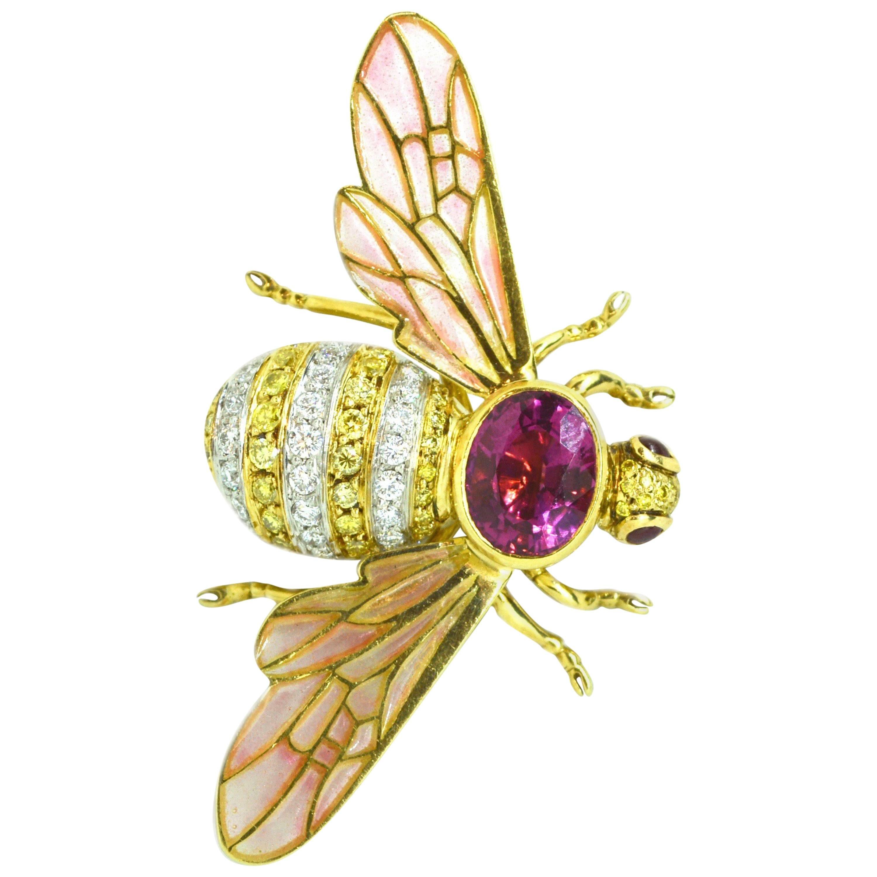 Adria de Haume 18 Karat Gold Bee Brooch / One of a Kind For Sale