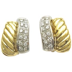 Diamond and Two-Tone Gold Clip and Post Earrings