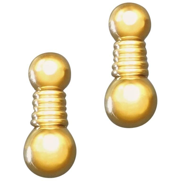 Boucheron Gold Clip Post Drop Earrings, France, 1980s-1990s For Sale