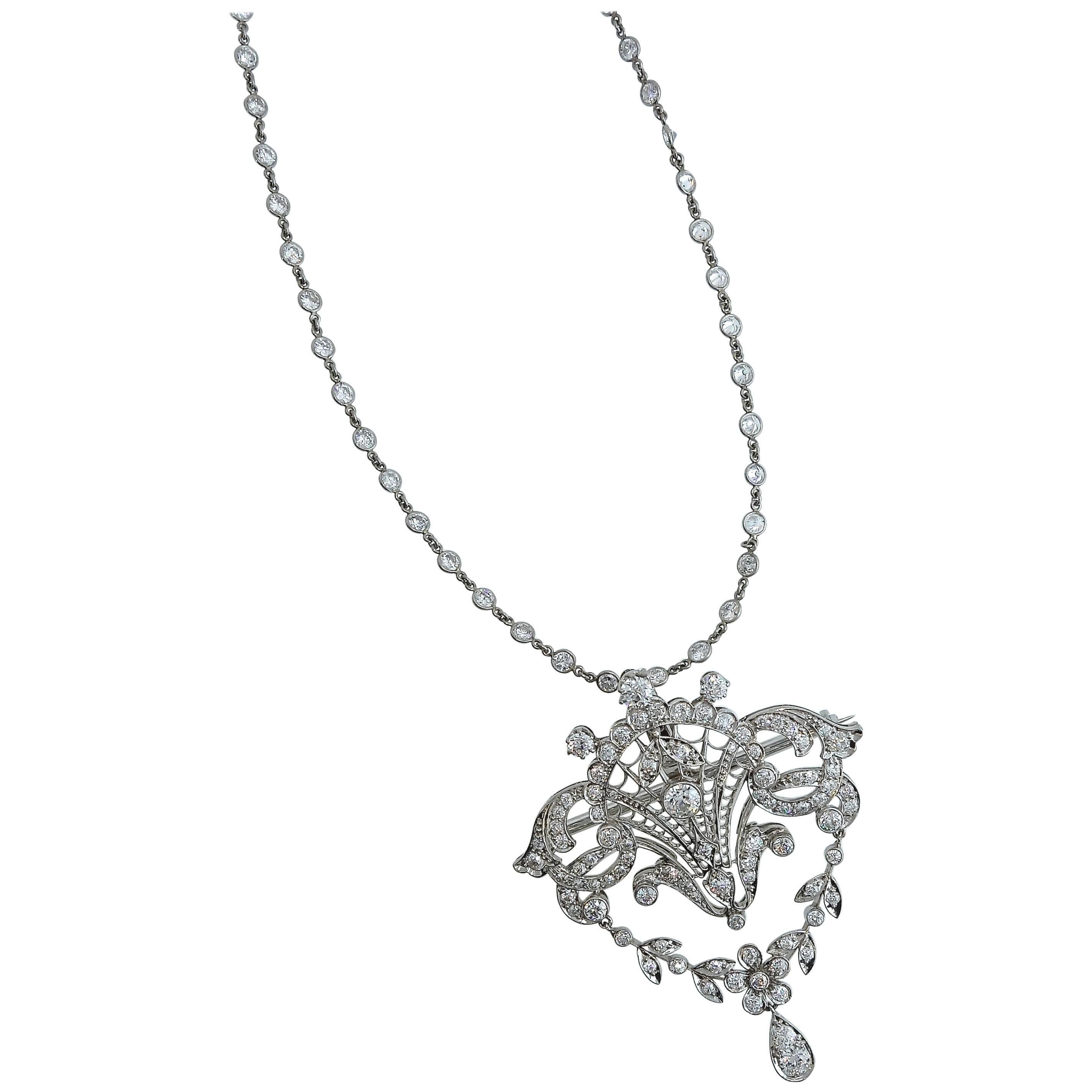 Platinum and Diamond Edwardian Pendant-Necklace
