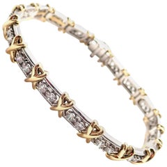 Vintage Tiffany & Co. Jean Schlumberger 36-Stone Diamond Platinum Yellow Gold Bracelet