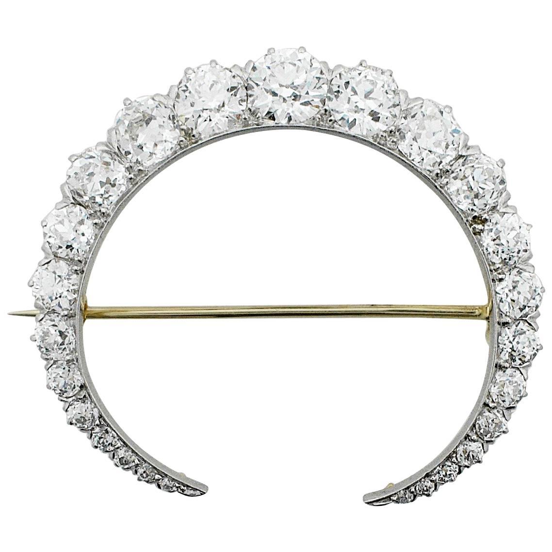 Tiffany and Co. Diamond Crescent Necklace/Brooch in Yellow Gold, circa 1900