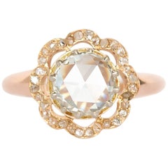 Bague de fiançailles en or rose avec diamant certifié GIA de 1,46 carat