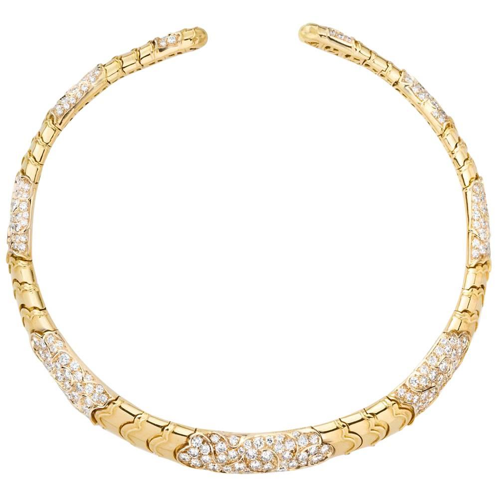 Marina B. 18 Karat Yellow Gold Diamond Choker Necklace For Sale