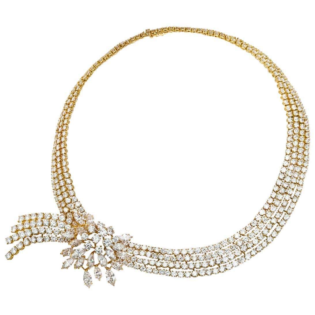 M. Gerard 18 Karat Yellow Gold Diamond Necklace For Sale at 1stDibs | m ...