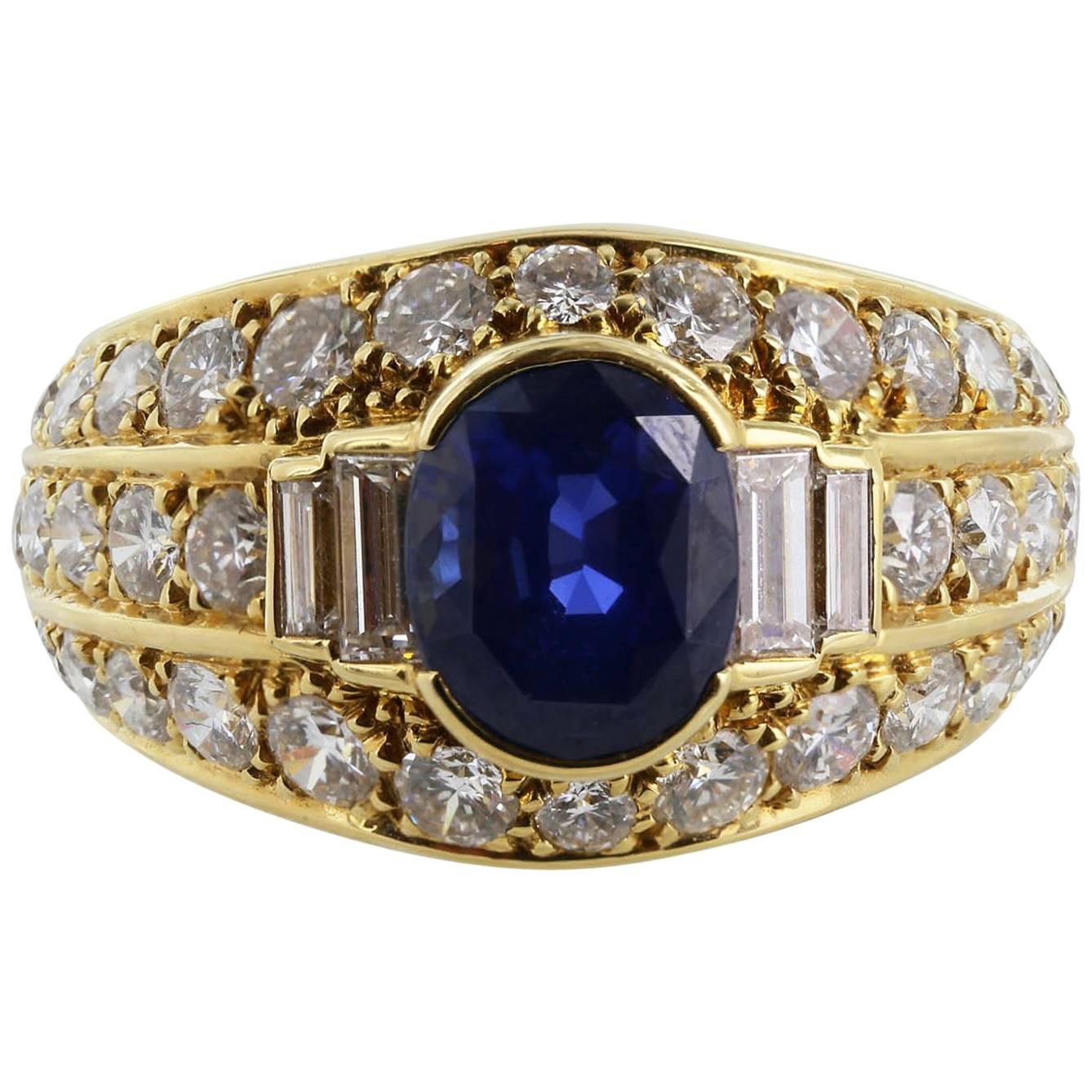 Cartier 3.10 Carat Sapphire Diamond Ring For Sale at 1stDibs