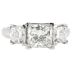 Certified 2.01 i-VS2 Princess Cut Three-Stone Diamond Engagement Ring