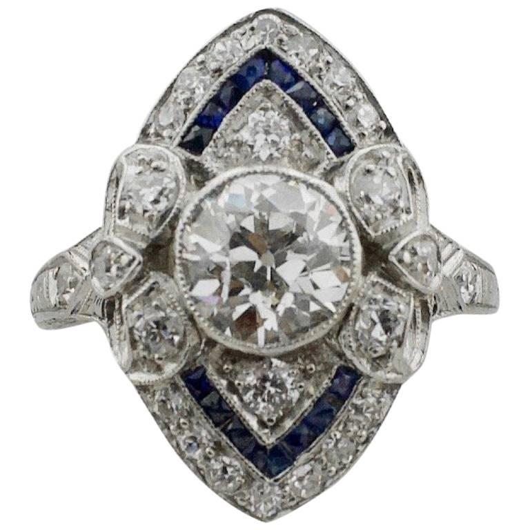  Diamond and Sapphire Ring in Platinum