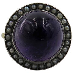 Antique Amethyst and Seed Pearl Ring