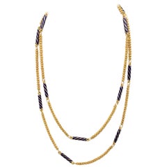 Enamel and 18 Karat Yellow Gold Etruscan Link Necklace