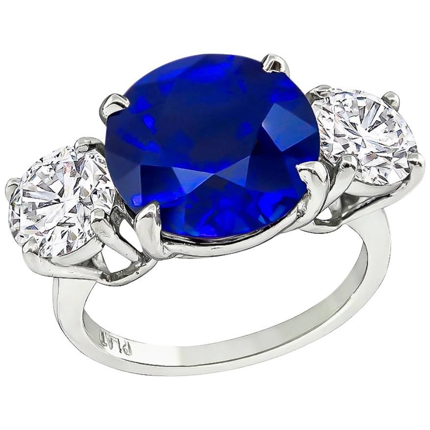 7.61 Carat Sapphire 2.02 Carat Diamond Anniversary Ring