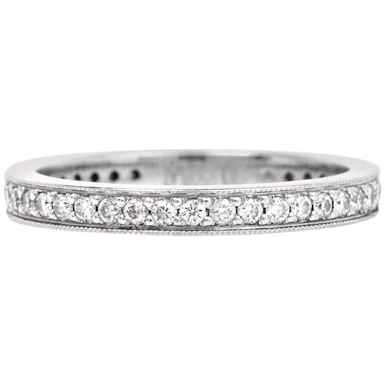 Estate Round Diamond Platinum Eternity Band Ring