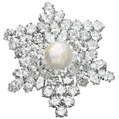 Bulgari Platinum Diamond Pearl Brooch