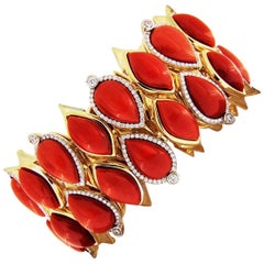 Valentin Magro Mediterranean Coral and Diamond Gold Bracelet