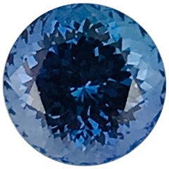 Round Cut Loose 4.95 Carat Tanzanite Stone, Deep Blue Color