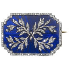 Risler & Carré Enamel and Diamond Brooch