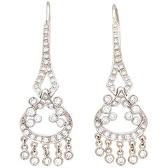 14 Karat White Gold 1.50 Carat Round Brilliant Diamond Chandelier Earrings SI2, G