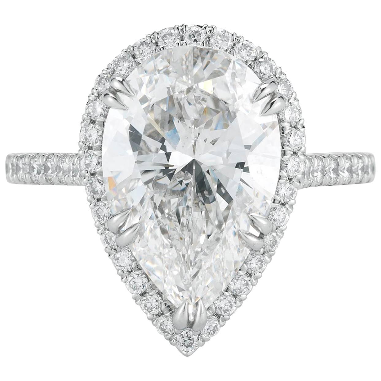 5.01 Carat Pear Shape Diamond Engagement Ring