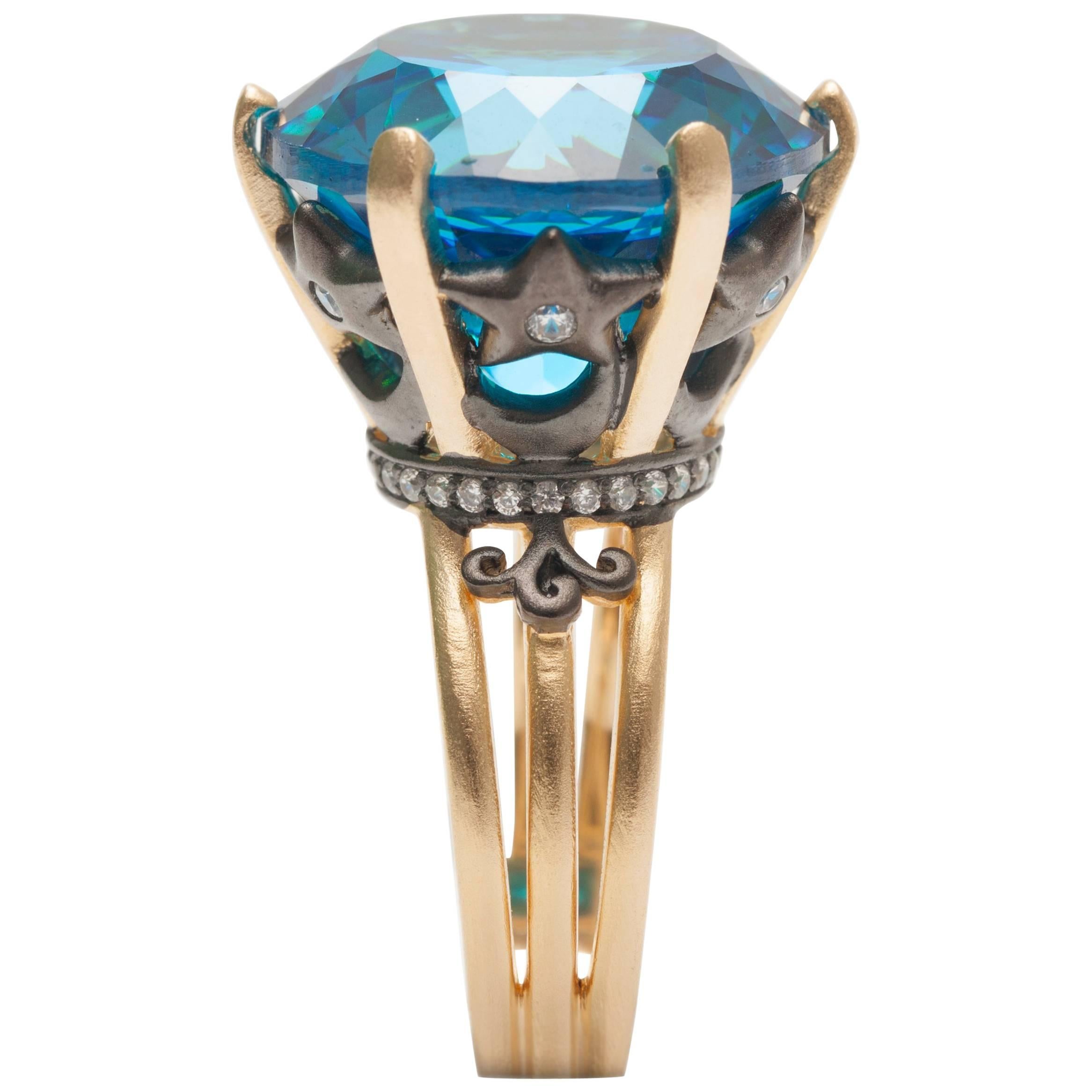 Blue Topaz Sa'mma Statement Ring in Vermeil Gold