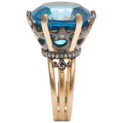 Blue Topaz Sa'mma Statement Ring in Vermeil Gold