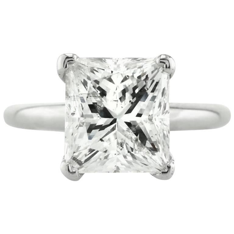 Mark Broumand 5.29 Carat Princess Cut Diamond Solitaire Engagement Ring