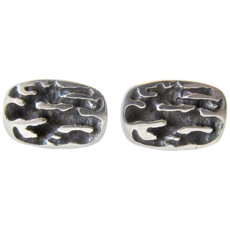 Christian Schmidt Sterling Silver Mid-Century Modernist Cufflinks For Sale