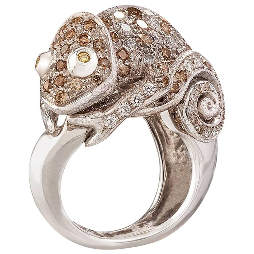 Missiaglia1846 White Gold and Diamonds Chameleon Ring For Sale