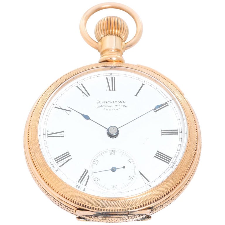 American Watch Co. Waltham Yellow Gold Manual Wind Pocket Watch at 1stDibs
