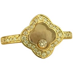 Chopard Happy Diamonds 18 Karat Yellow Gold and Diamond Clover Ring 826569