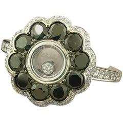Chopard Happy Diamonds 18 Karat White Gold Pave Diamond Flower Ring 826569
