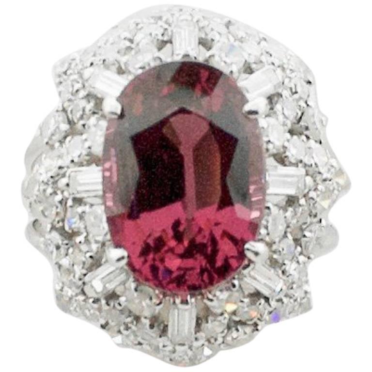 1950s Spinel and Diamond Cocktail Ring