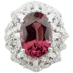 Vintage 1950s Spinel and Diamond Cocktail Ring
