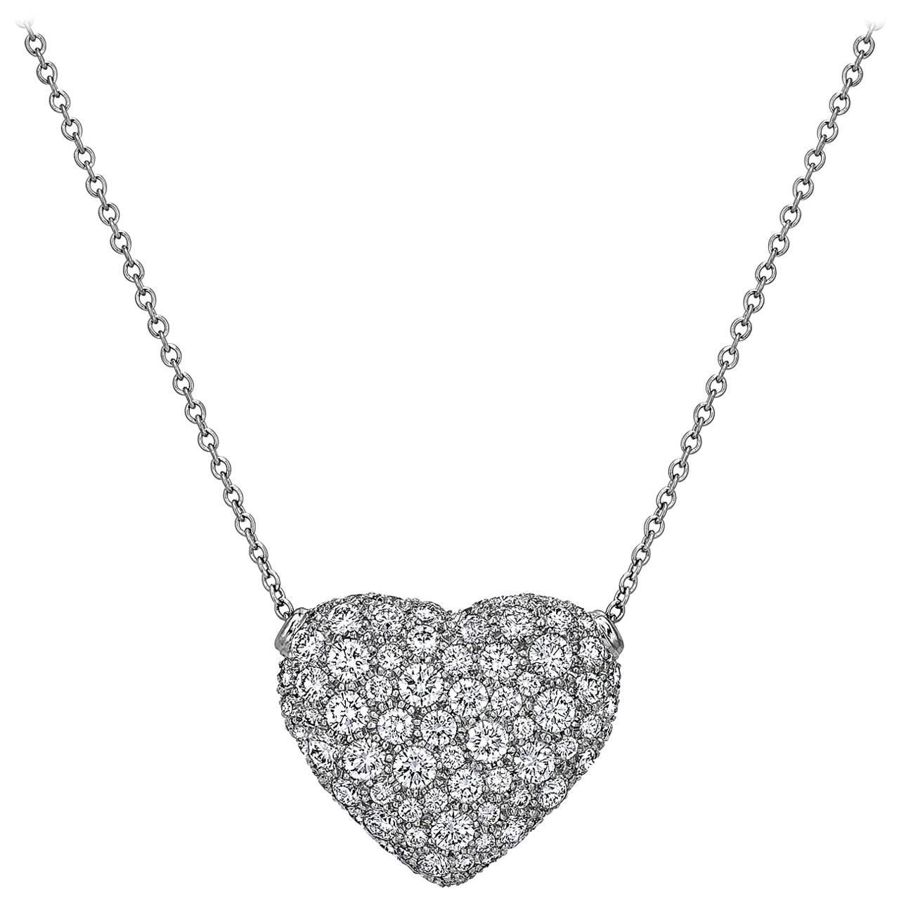 Diamond Platinum Heart Pendant Necklace