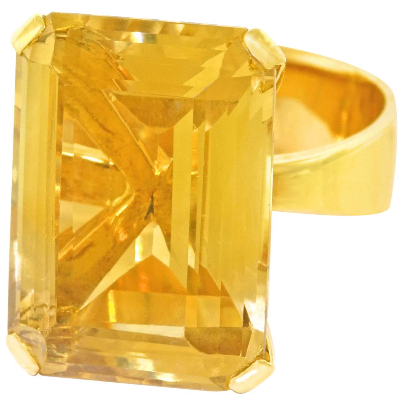 1970s Modernist Citrine Ring