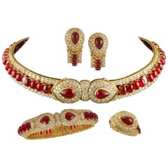 Graff Gold Diamond, Burma Rubies Suite Necklace