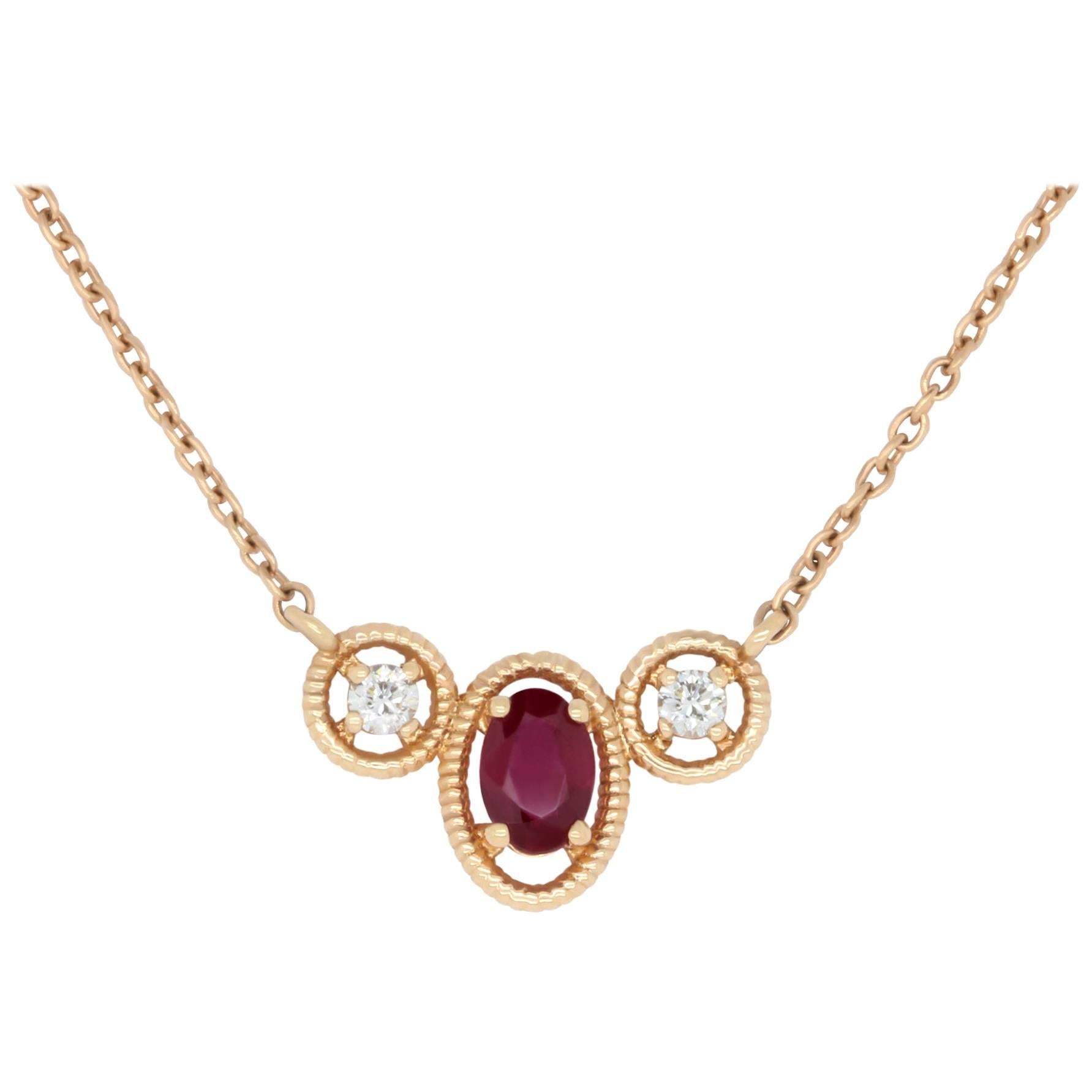 Ruby and Diamond Delicate Necklace