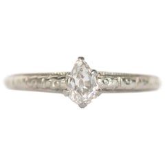 GIA Certified 0.44 Carat Diamond White Gold Engagement Ring