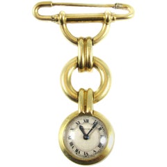 Cartier Ladies Yellow Gold Art Deco Pendant Watch Brooch