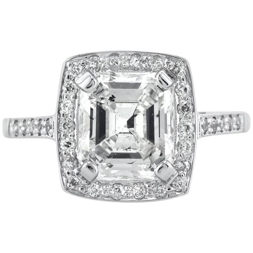 Mark Broumand 2.63 Carat Asscher Cut Diamond Vintage Engagement Ring