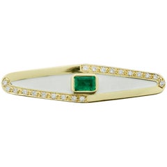 Vintage Emerald Diamond and Enamel Modern Brooch "Lovari"