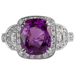 Mark Broumand 5.51 Carat Pink-Purple Sapphire and Diamond Ring