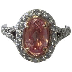 Pink Sapphire Oval Cocktail Ring with Round Diamonds