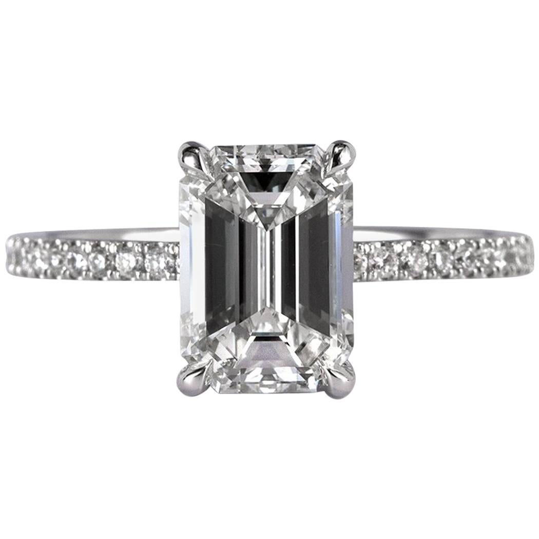 Mark Broumand 2.41 Carat Emerald Cut Diamond Engagement Ring