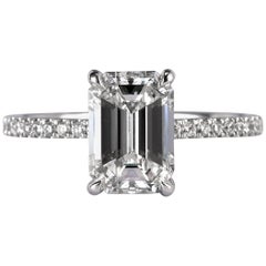 Mark Broumand 2.41 Carat Emerald Cut Diamond Engagement Ring