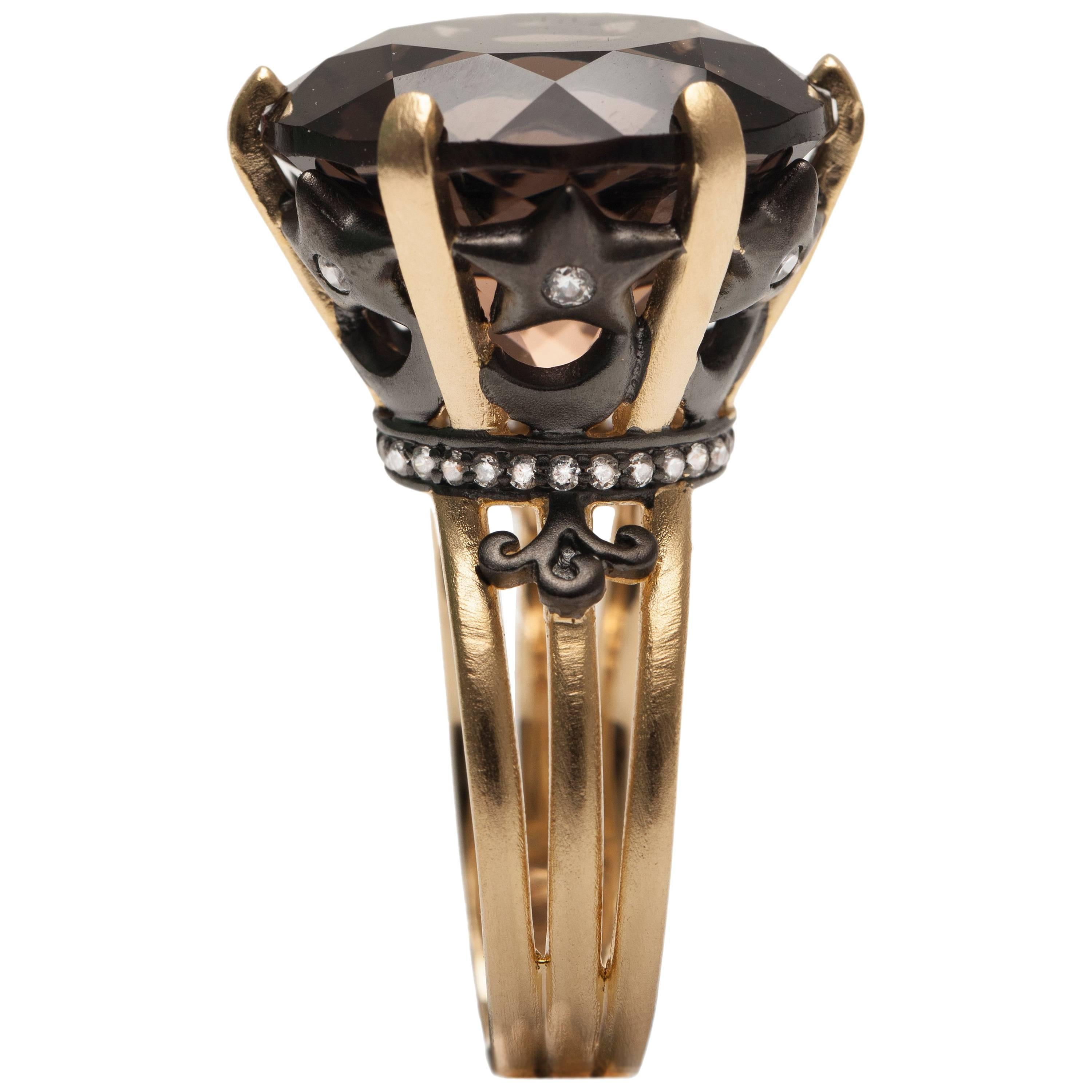 Hand-Carved Dome Ring in Vermeil Gold