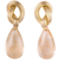 Ilias Lalaounis Gold and Rutilated Quartz Drop Earrings