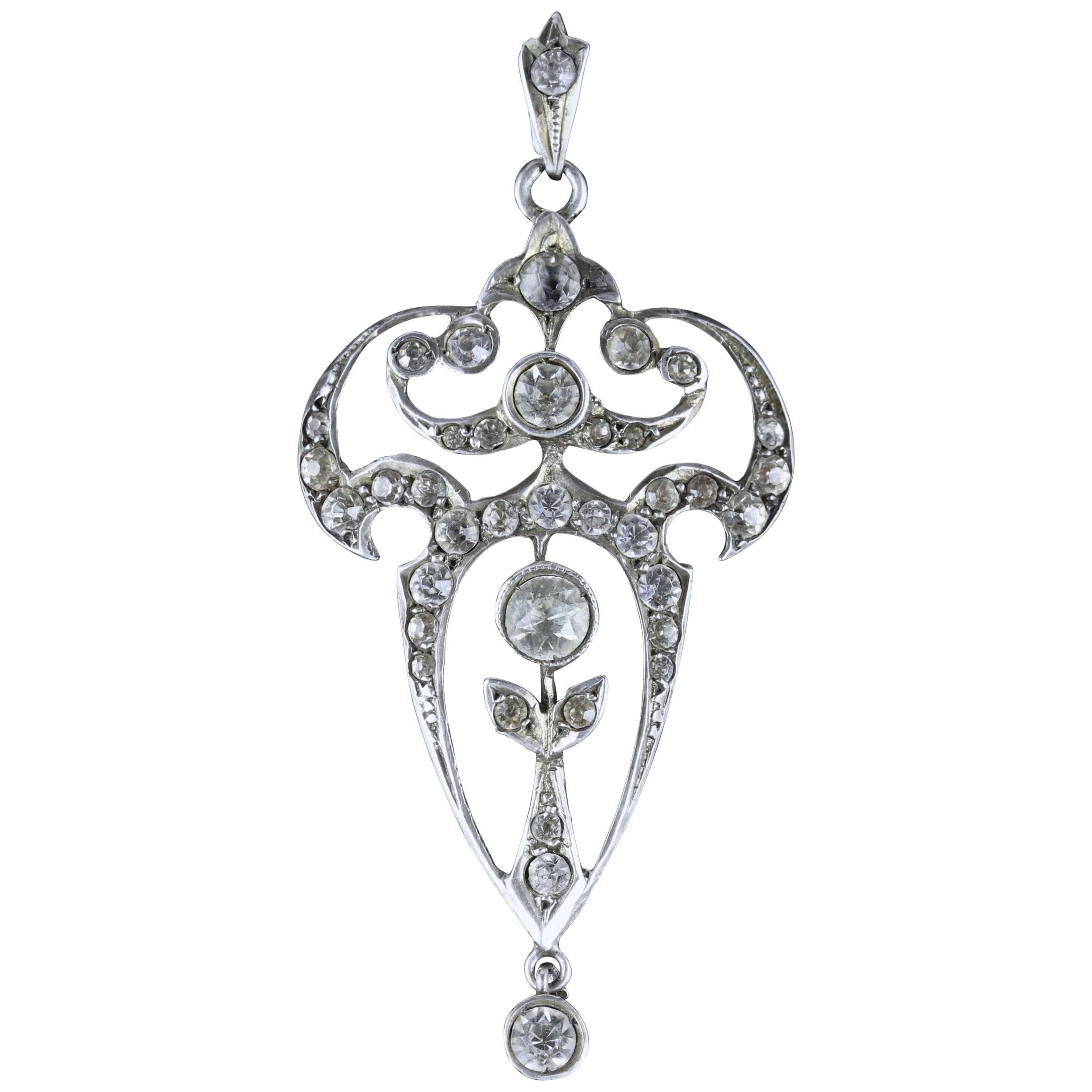 Antique Victorian Pendant Silver Paste, circa 1900 For Sale at 1stDibs