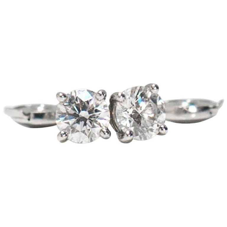 Tiffany and Co. Diamond Stud Earrings in Platinum, Original Papers and ...