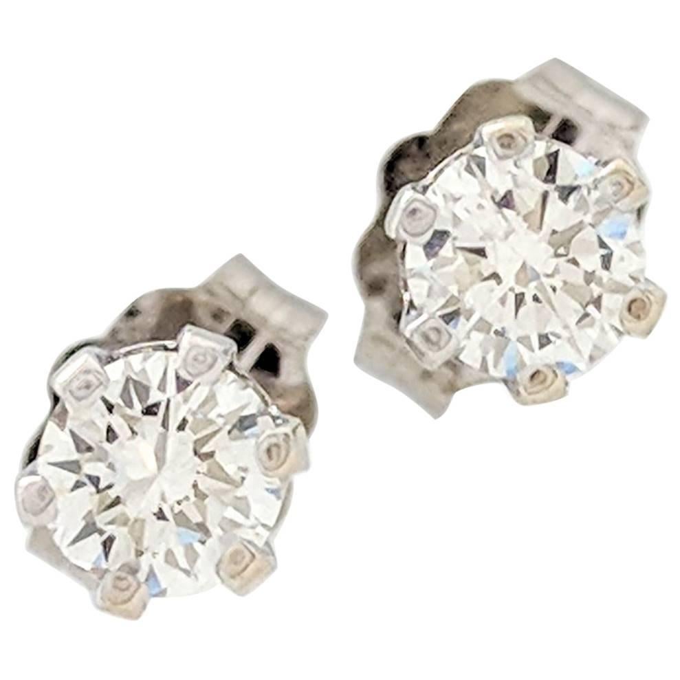 14 Karat White Gold .40 Carat Diamond Stud Earrings SI2/H